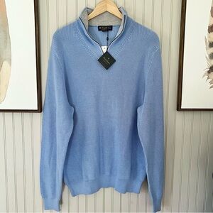 Brooks Brothers NWT Supima Pique Half Zip Sweater Sky Blue